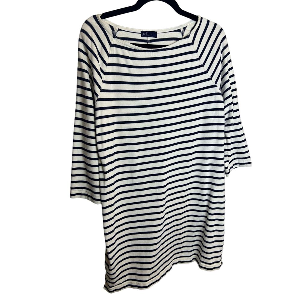 GAP Black and White Striped Midi Dress
